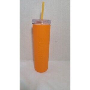 Dunkin’ Donuts Orange Plastic Tumbler Cup 27oz w/ Straw